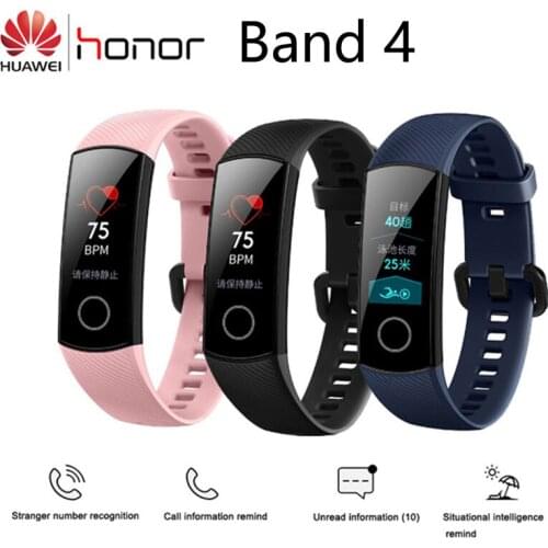 Original Huawei Honor Wristbands 4 Smart Band Amoled 0.95" Color Touch Screen 50M Swim Heart Rate Sleep Snap Monitor Smart Bands