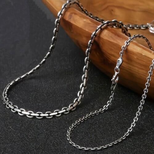 BOCAI s925 pure silver necklace 2020 new fashion jewelry fashion small square round chain mens and womens Thai silver necklace