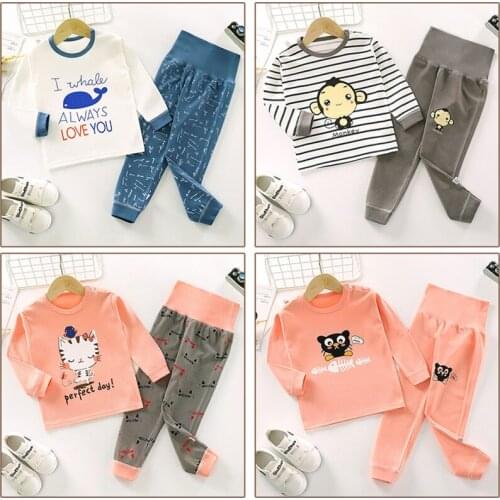 Children Pajamas Girls Sets Pyjamas Kids Boys Cartoon Suit Long Sleeve High Waist Trousers Sleepwear Outfits Toddler 1 2 3 4Year