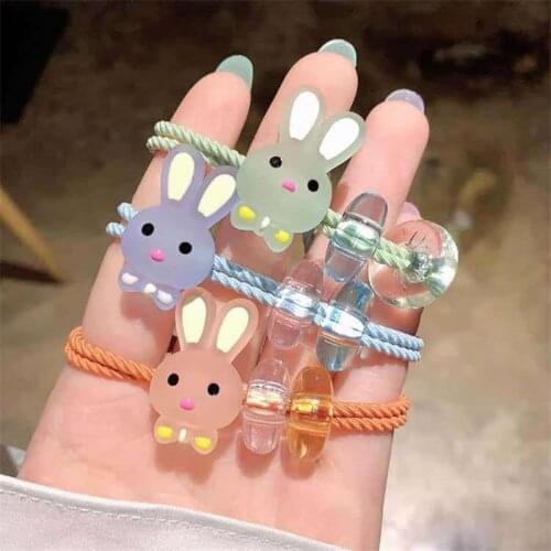 Transparent Bunny Little Cute High Elastic Rubber Band Hair Ponytail Hair Tie Girls Childrens Accessories