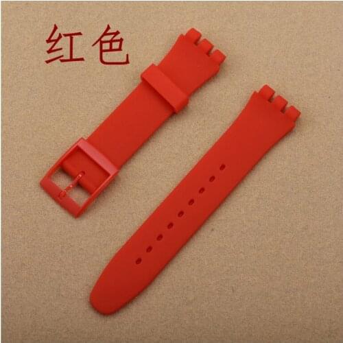 Fashion 17mm 19mm Silicone Strap For Swatch Colored Rubber Strap Watch Accessories Needle Clasp Silica Watch Band