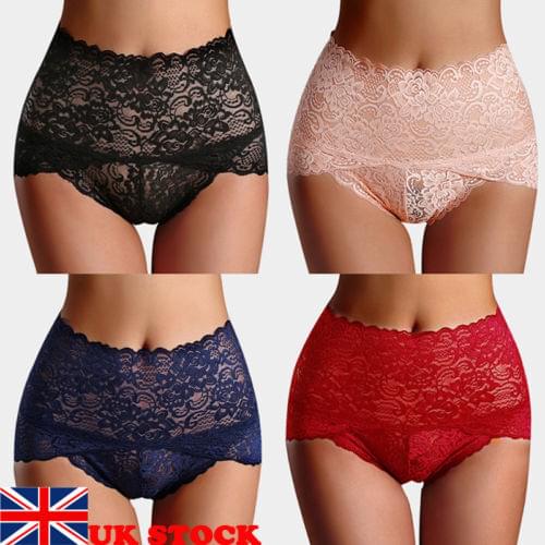 Sexy Floral Lace Brief Women Lingerie Lace High Waist Brief Panties Thong Knicker Underwear Plus Size M-3XL