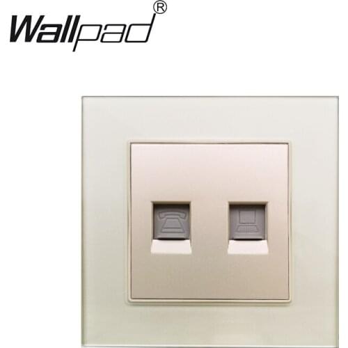 Data TEL Socket Plug Ctystal Glass Panel Wallpad Rj11 Telephone Internet Computer Wires Wall Outlet