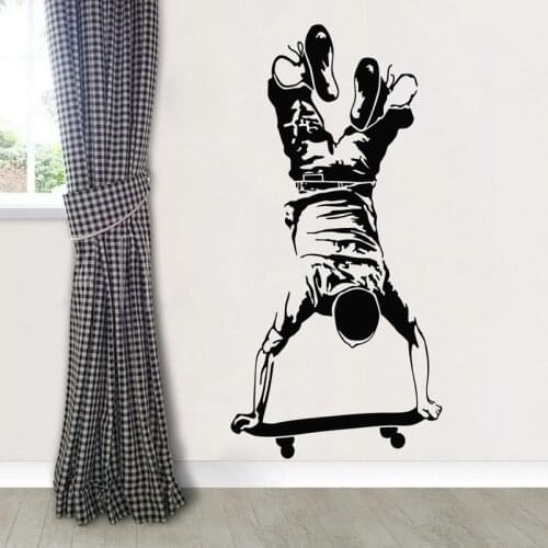 Skater Boy Wall Sticker Skateboarding Wall Decasl Boy Bedroom Extreme Sports Mural Nursery Skateboard Vinyl Wall Poster 3185