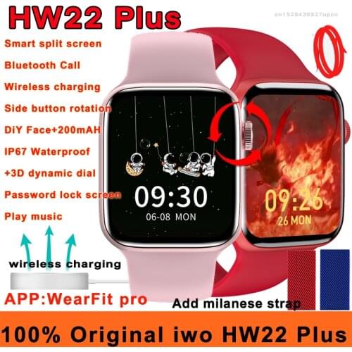 Original iwo HW22 Plus Smart Watch 44MM Series 6 Wireless Charger Bluetooth Call 3D Dynamic IP67 Waterproof Password Smartwatch