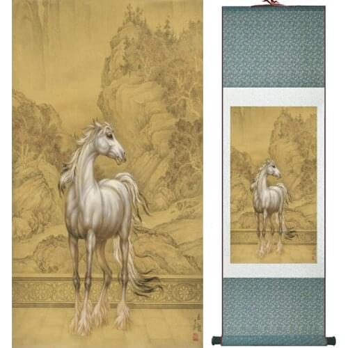 Traditional Chinese art painting Horse art painting Silk scroll art painting Horse painting 042012