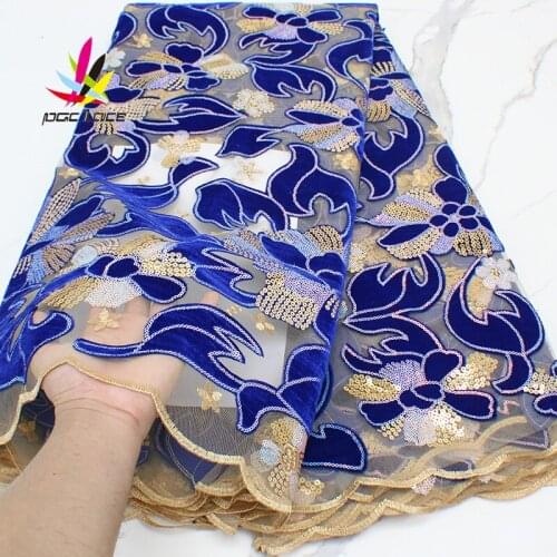 Sequence Velvet Lace Fabric with Sequins Green Color French Tulle Mesh Lace Fabrics for Nigerian Wedding Party Dresses 2021