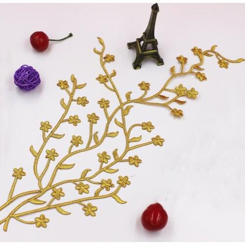 Iron on Embroidered Appliques Garment Patches Plum Flower Appliques Diy Floral Crafts Apparel Trims 18-39cm