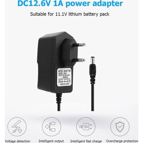 DC12.6V 1A Power Adapter Lithium Battery Charger Charger 5.5*2.1MM Plug Suitable For 11.1V Lithium Battery Pack (EU)