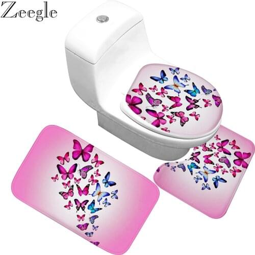 Zeegle Printed Bath Mat Thicken Memory Foam Bathroom Mat Toilet Shower Room Water Absorbing Bathroom Rug Toilet Mat for Bathroom