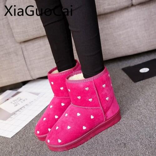 Winter Fashion Round Toe Women Winter Snow Boots Mid-calf Suede Sewing Female Winter Snow Boots Flat Shoes