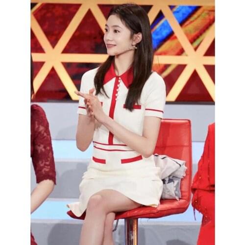 S2021 new womens Embroidery short sleeve Lapel knitted dress sfpro01228