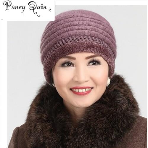 Womens Winter Hats rabbit knitting wool skullies female warn hat cap wholesale Fur Beanies Hats Adults Casual Female Skullies