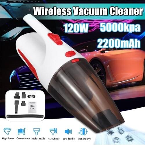 120W 5000kpa Strong Power Rechargeable Car Vacuum Cleaner DC 12 Volt Wet/Dry Auto Portable with Handbag (optional)