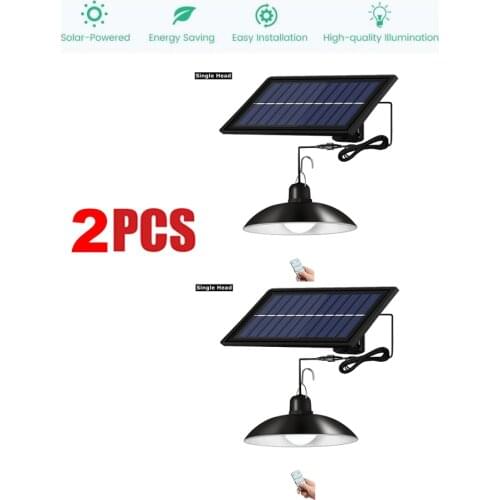 2pcs remote 30 led 2 head Retro Lampshade Solar Pendant Chandelier solar Light Human Body Wall Light Outdoor Waterproof Street P