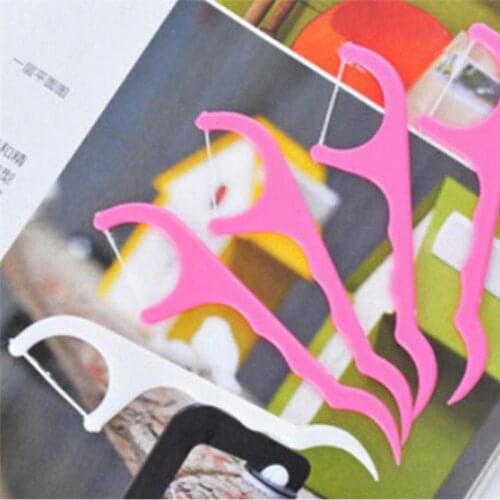 50Pcs/Lot Toothpicks Dental Floss Interdental Brush Teeth Stick Oral Gum Teeth Clean Tools Thread Dental Plastic Tooth Picks
