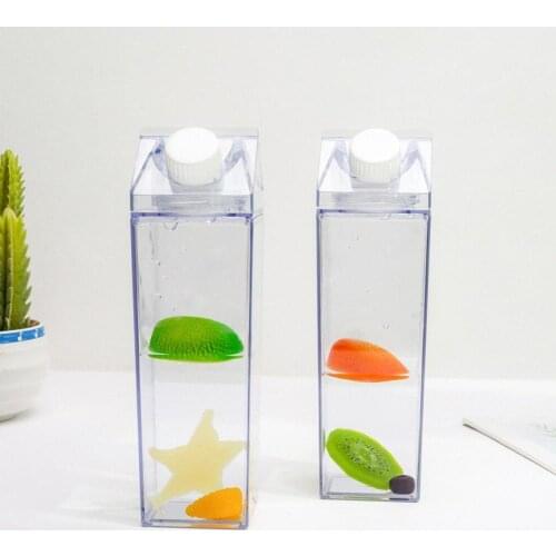 500ml Water-Bottle Drinkware Shaker Sports Square Milk Jug Bottle Water Transparent Reusable Waterbottle Bpa Water Bottles V4W1