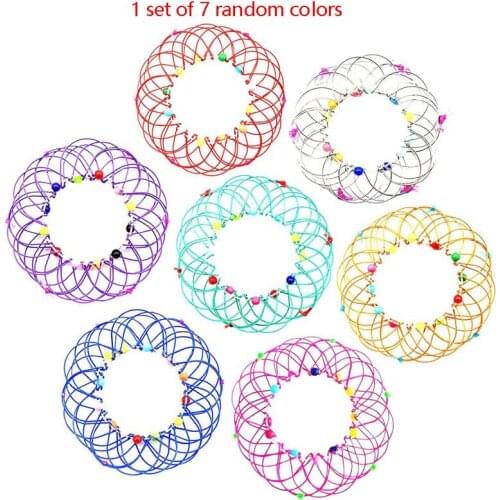7PCS Magic Mandala Flower Basket Toy Magic Loops Wire Fidget Toy Flexible Basket Soft Magical Toys for Adults Kids