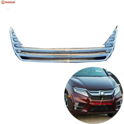 For Honda Odyssey 2019 US Version Car Accessories ABS Chrome Front Center Mesh Grille Grill Cover Radiator Strip Trim