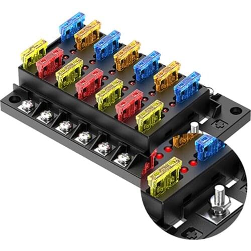Car Accessories New One In 12 Out 12-way Fuse Box Set With LED Indicator Damp-Proof Protection