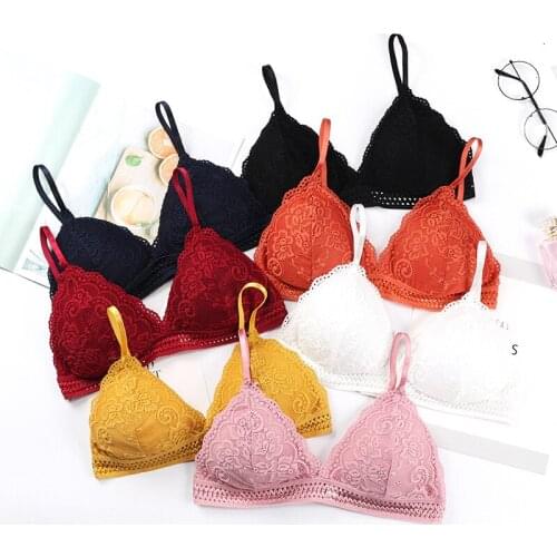 French Seamless Deep V Seamless Lace Bra Ladies Wireless Push Up Thin Bra Soft Underwear Comfortable Sexy Underwear Pink Bra