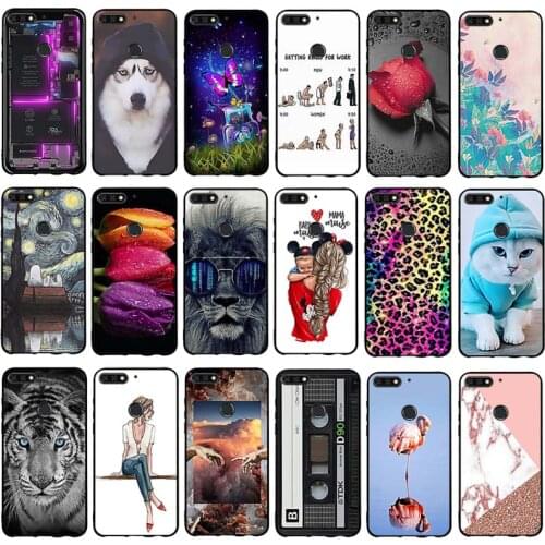 Case For Huawei Y7 Pro Prime 2018 Enjoy 8 Nova 2 Lite Cover Soft TPU Silicone Coque For Huawei Honor 7C 5.99 inch Case Cats Bag
