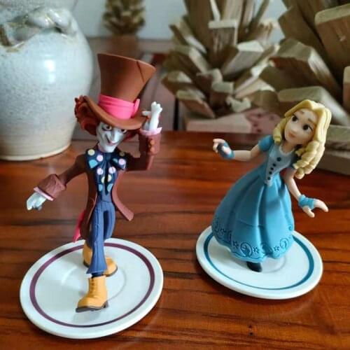 Disney Original Alice In Wonderland Alice And Mad Hatter Figure Toys Dolls Rare PVC Model Ornaments