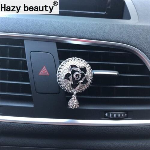 Hazy beauty Diamond crystal Camellia Car perfume Air Freshener Air vent ornaments in car air conditioning Car Ornament