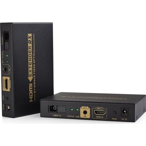 HDMI Extender over IP Optical Fiber w/IR Single w/Transmitter and Receiver Up to 12.4 Miles/20KM, 1080p