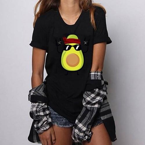 Hillbilly 2020 New Avocado Printed T Shirt Women Harajuku Funny Lovely Kawaii Vegan Tees Short Sleeve T-shirt Femme Top 90s 00s