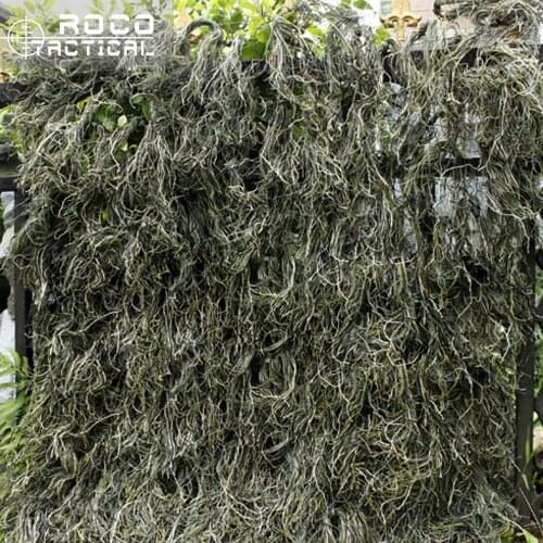 ROCOTACTICAL Synthetic Camo Ghillie Netting 80x90cm Woodland Military Thread Camouflage Netting for Airsoft Paintball Hunting