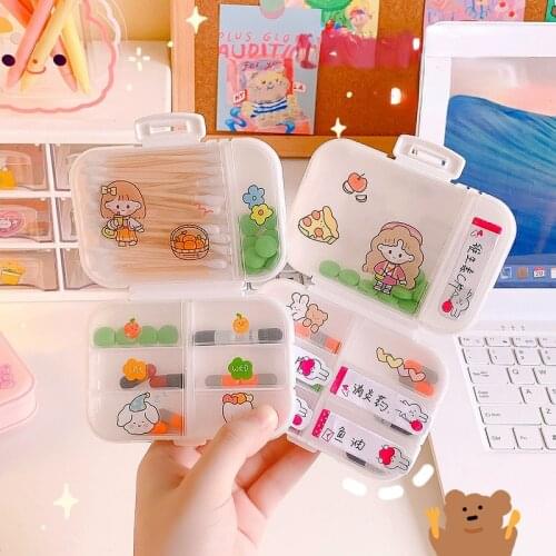 1Pc Mini Cute Pill Box Medicine Drug Storage Box Organizer Portable Travel Tablet Devided Box Dispenser Toothpick Storage Box