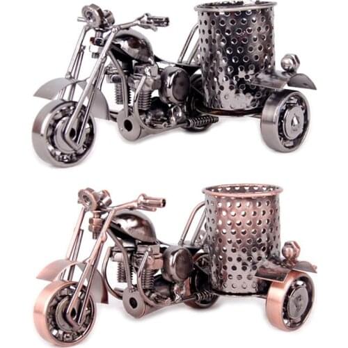 Creative Motorcycle Metal Iron Pen Pencil Holder Desktop Storage Organizer Brush Pot