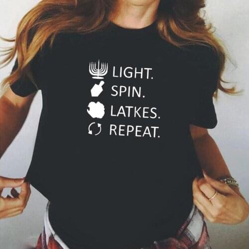 Summer Short Sleeve Tshirt Light Spin Latkes Letter Print T Shirt Women Tops Harajuku Shirt T Shirt Femme Causal Camiseta Mujer