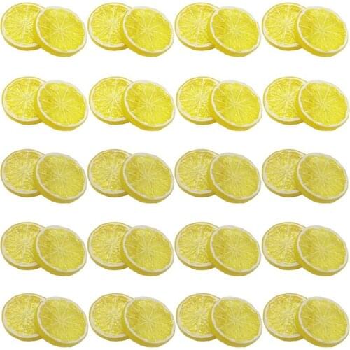 Lemon Slice Plastic Fake Artificial Fruit Mini Model Party Kitchen Wedding Decoration Piece Realistic Decoration