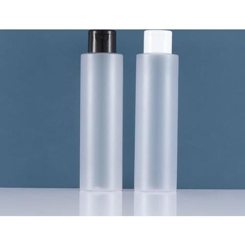 150ml frosted plastic PET BOTTLE white black flip lid for emulsion lotion toner toilet flower water essence liquid packing