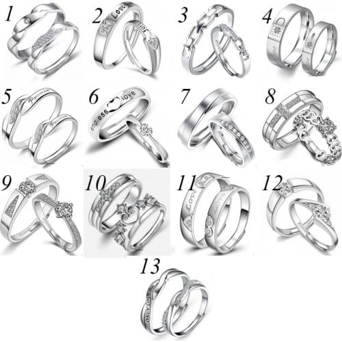 Multistyle Women Men Letter Crystal Open Ring Gift Rings for Lover Couple Fashion Wedding Jewelry Accessories