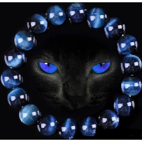 Natural High Quality AAA Blue Tiger Eye Buddha Bracelets Men Stone Round Beads Strand Women Charm Bracelet Energy Jewelry