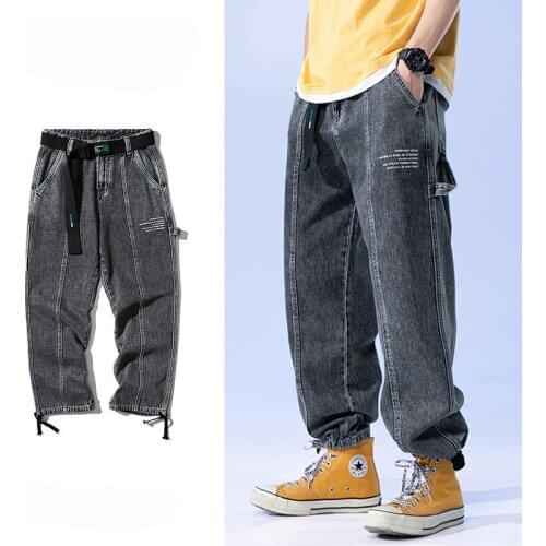 ERENEJIAN Mens Baggy Hip Hop Jeans Loose Fit Harem Pants Fashion Hi Street Denim Trousers Spring Autumn New Arrival