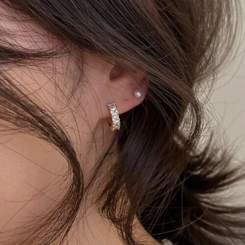 Small Hoop Round Earrings Inlaid Zircon Womens Fashion Elegant Chic Mini Earring Korean Ladies Charm Ear Jewelry