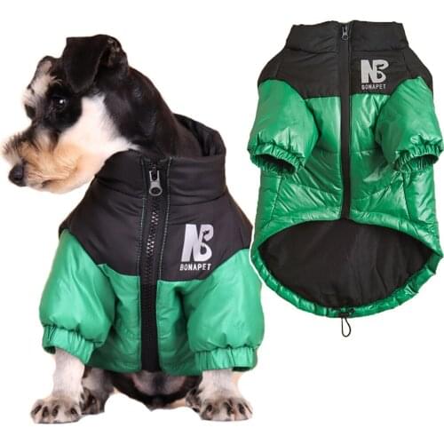 Dog Clothes Winter Reflective Zip Up Down Cotton Padded Dog Coat for Small Medium Large Dogs Windproof Fashion Puffy Dog Jacket