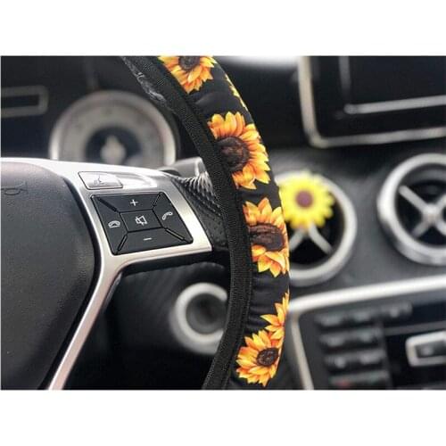 Sunflower Car Steering Wheel Cover Diving Material Car Anti-Skid Steering Wheel Cover