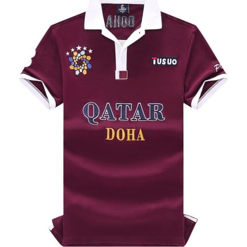 Top Grade Polo Shirts For Men 2021 Qatar Football Sport 100% Cotton Loose Plus Size 6XL Short Sleeves Embroidery Male Clothes