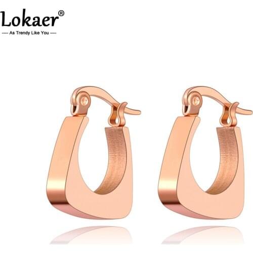 Lokaer Original Design Geometry Stainless Steel Stud Earrings Rose Gold Trendy Bohemia Party Ear Jewelry For Women Girls E20217