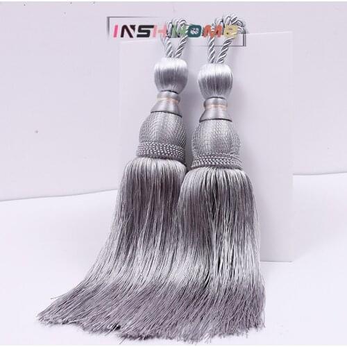 2pcs/Pair Tassel Curtain Hanging Ball Polyester Curtain Tieback Handmade Hanging Ball Tassel Fringe Curtains Holder Buckle Rope