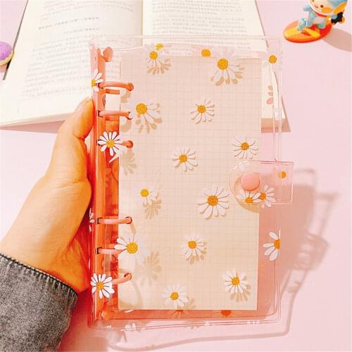 Cute A5/A6 Daisy Loose-leaf Notebook Cover 6-hole Transparent Hand Account Kawaii Stationery School Office Supplies