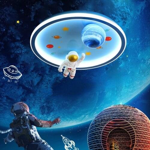 LED Ceiling Lamp Creative Personality Astronaut Cartoon Luminous Planet Spaceman Ceiling Lamp Childrens Room Boy Study Bedroom