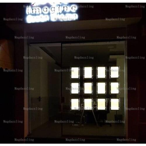 Vertical A4 Two Sides display magnetic acrylic led panel cable hang display system kits for real estate agent front window