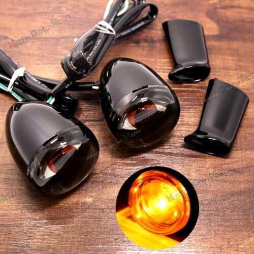 Rear Black Bullet Turn Signals&Bracket For Harley Dyna Softail Fatboy FXDB Sportster 883 1200