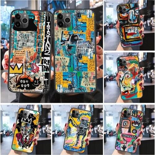 Jean Michel Basquiat Art Phone Case Cover Hull For iphone 5 5s se 2 6 6s 7 8 12 mini plus X XS XR 11 PRO MAX Frosted black